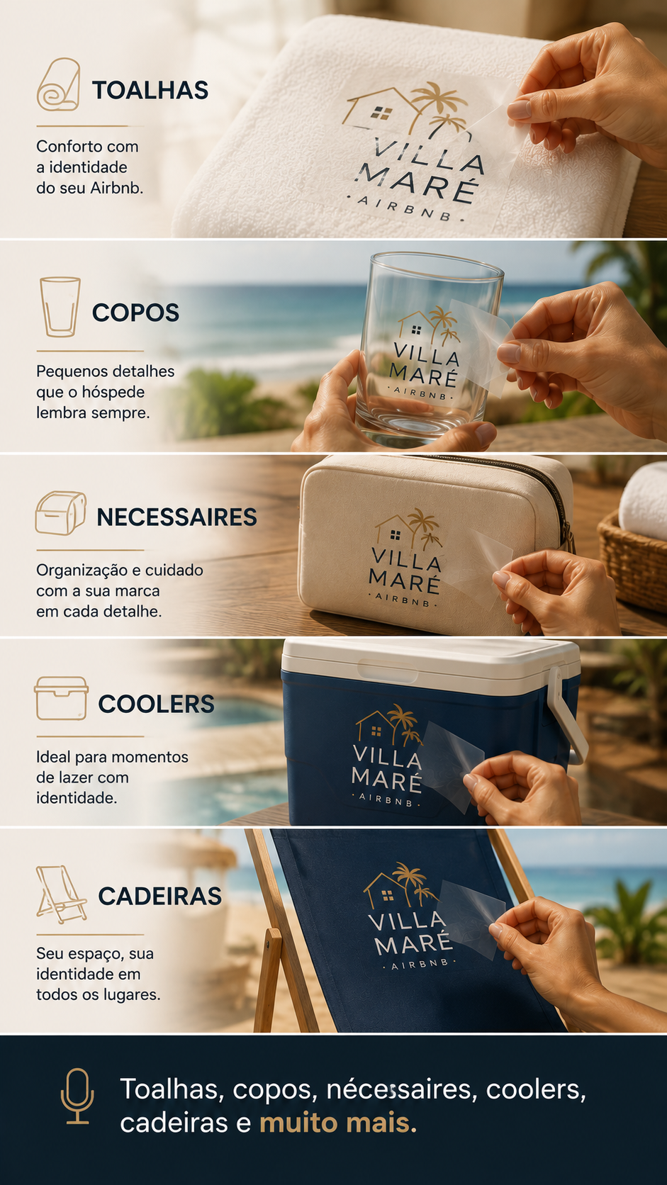 Kit Essencial DTF textil e UV: para 4 cadeiras 2 toalhas 4 cooler/copo