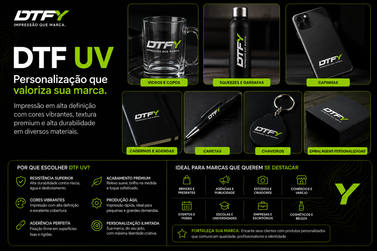 DTF UV pronto para aplicação 12un