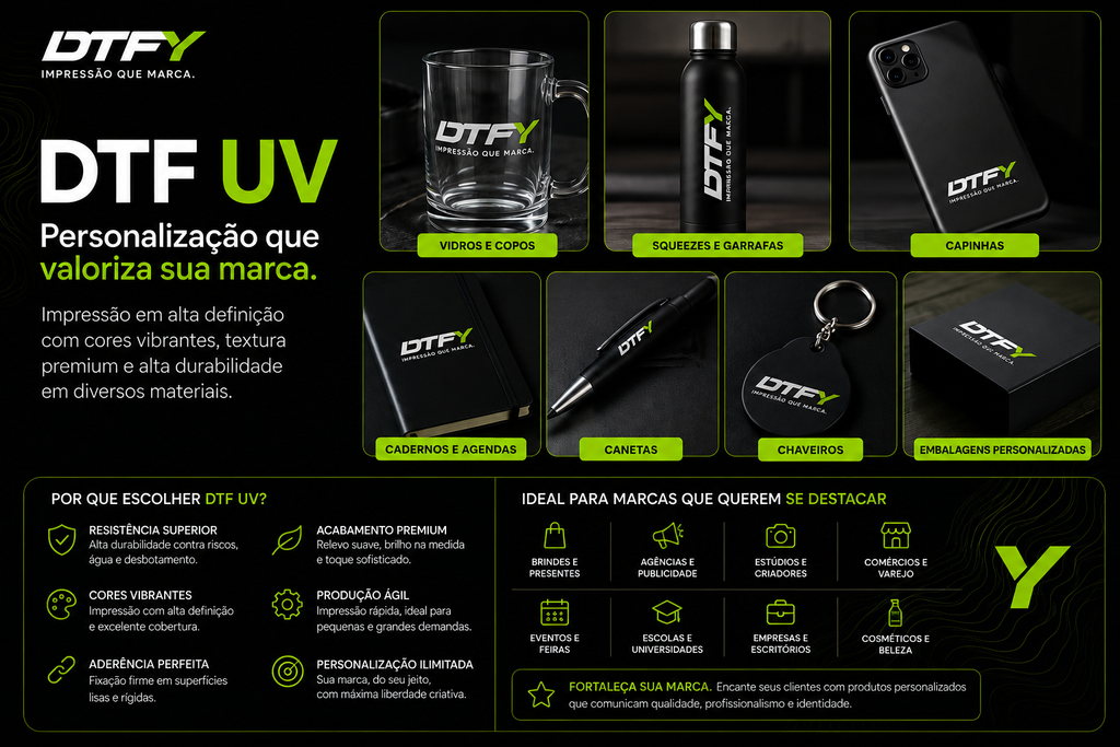 DTF UV pronto para aplicação 30un