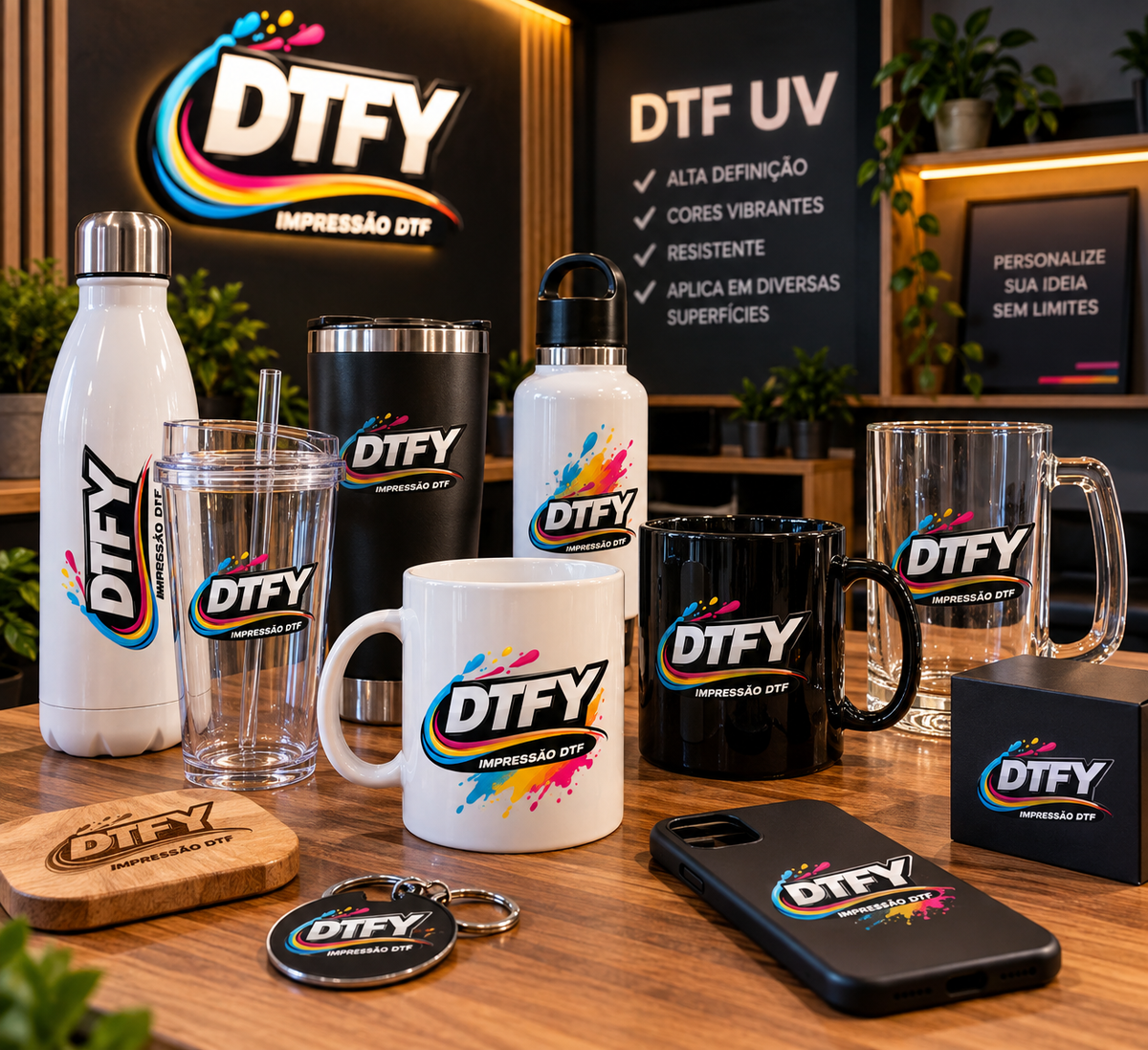 DTF UV pronto para aplicação 12un