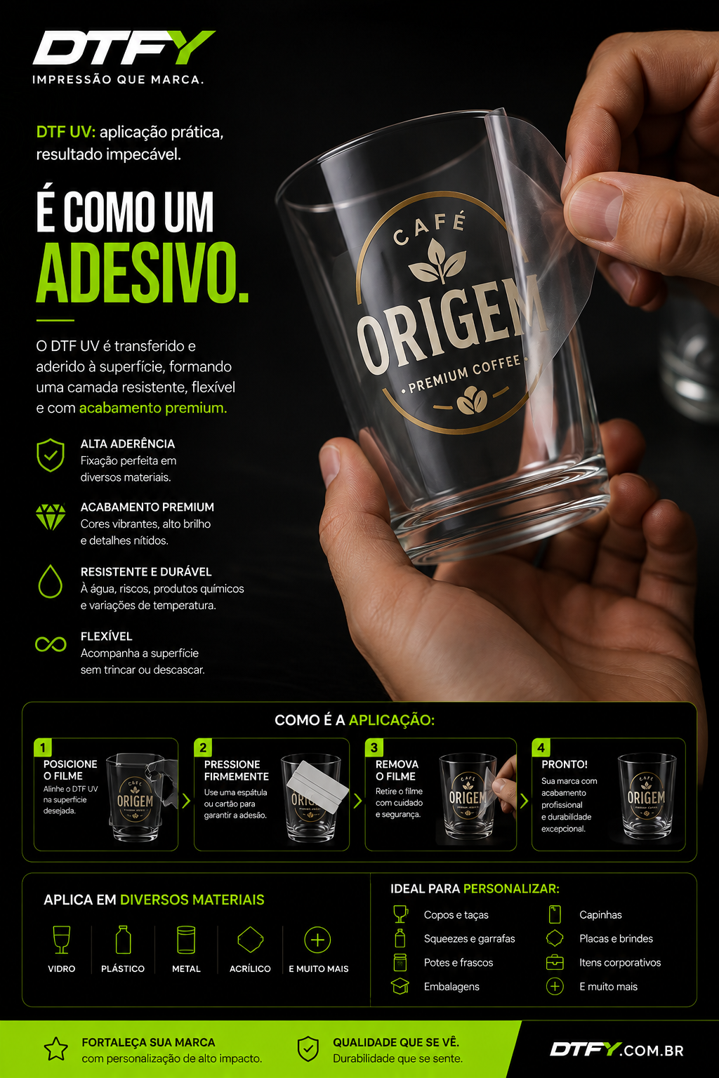 DTF UV pronto para aplicação 30un